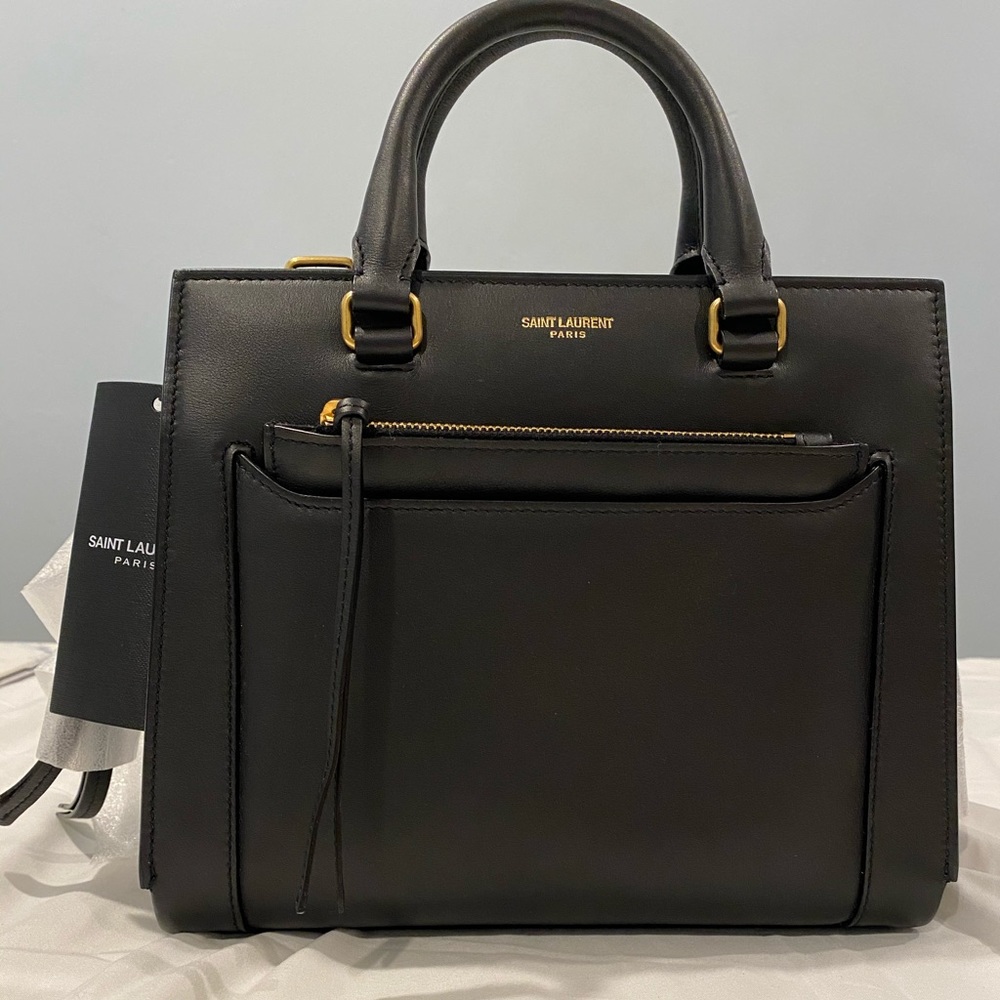 YSL Black Smooth Leather Small East Side Tote Bag